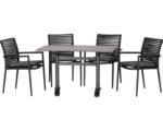 Hornbach Gartenmöbelset acamp New Jersey Acaplan 4 -Sitzer bestehend aus: 4x Sessel, Tisch Aluminium Kunststoff anthrazit stapelbar