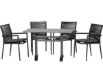 Hornbach Gartenmöbelset acamp New Jersey Acaplan 4 -Sitzer bestehend aus: 4x Sessel, Tisch Aluminium Kunststoff anthrazit stapelbar