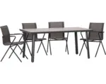 Hornbach Gartenmöbelset acamp alpha tex Biarritz 4 -Sitzer bestehend aus: 4x Sessel mit Lehne, Tisch Stahl Aluminium anthrazit braun stapelbar