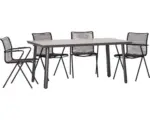 Hornbach Gartenmöbelset acamp alpha rope Biarritz 4 -Sitzer bestehend aus: 4x Sessel mit Lehne, Tisch Aluminium Stahl Polyrattan anthrazit braun stapelbar