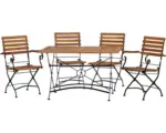 Hornbach Gartenmöbelset acamp Linau 4 -Sitzer bestehend aus: 2x Sessel, 2x Stühle, Tisch Eisen Holz anthrazit klappbar