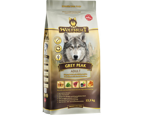 Hundefutter trocken WOLFSBLUT Grey Peak Adult mit wertvollen Superfoods, getreidefrei, Glutenfrei 12,5 kg