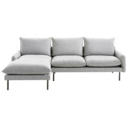 Ecksofa in Webstoff, Flachgewebe Grau