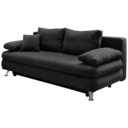 Schlafsofa in Mikrofaser Schwarz