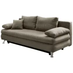 Schlafsofa in Velours Hellbraun