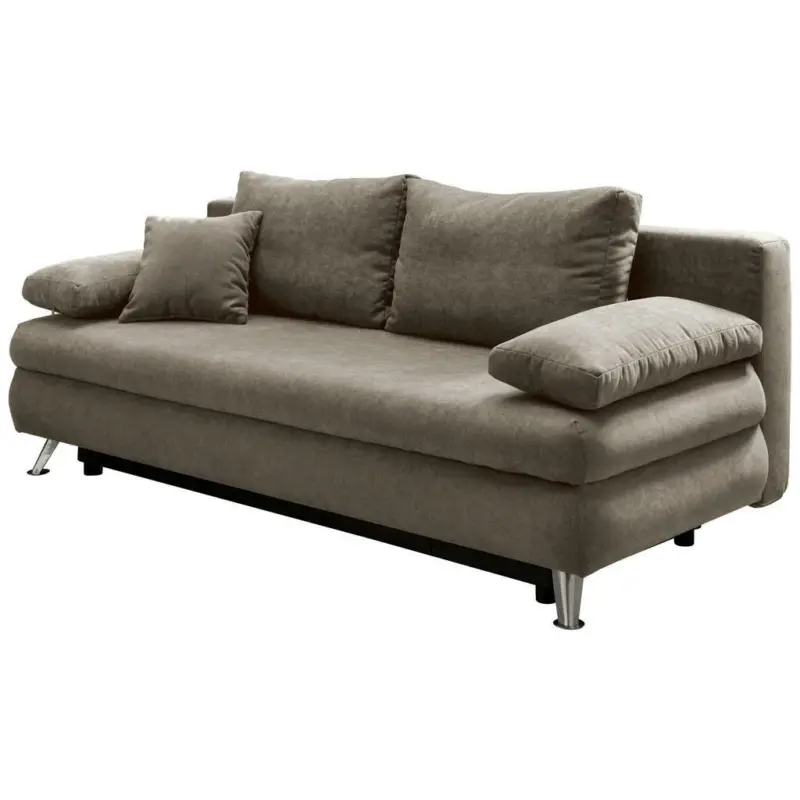 Schlafsofa in Velours Hellbraun