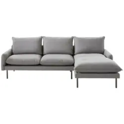 Ecksofa in Webstoff, Flachgewebe Grau