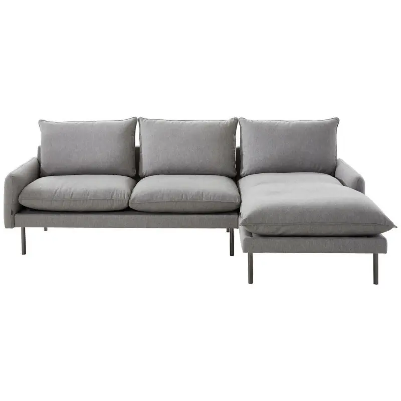 Ecksofa in Webstoff, Flachgewebe Grau