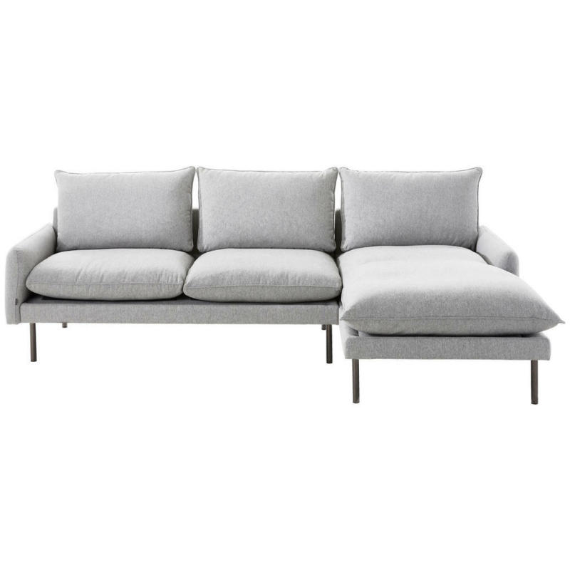 Ecksofa in Webstoff, Flachgewebe Grau