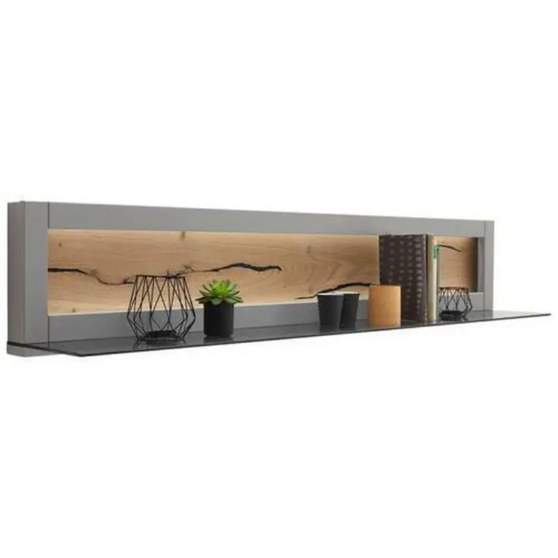 Wandboard in 150/28/25 cm Grau, Eichefarben