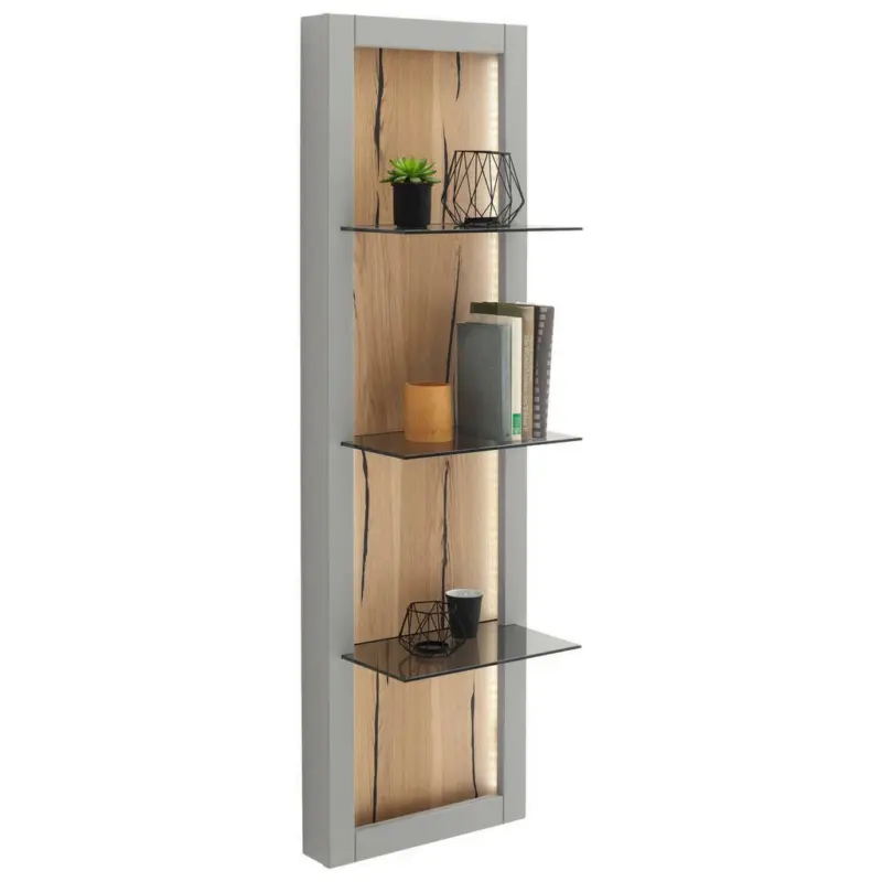 Wandboard in 40/134/25 cm Grau, Eichefarben