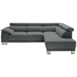 Ecksofa in Mikrofaser Dunkelgrau
