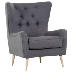 Ohrensessel in Flachgewebe Dunkelgrau