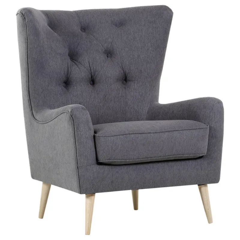 Ohrensessel in Flachgewebe Dunkelgrau