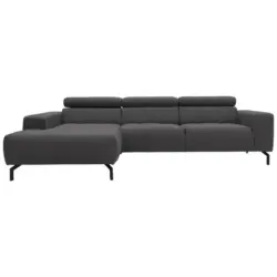 Ecksofa in Webstoff Braun, Schwarz