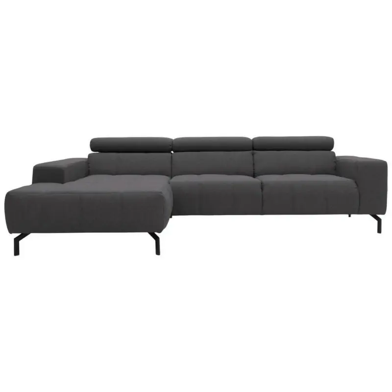 Ecksofa in Webstoff Braun, Schwarz