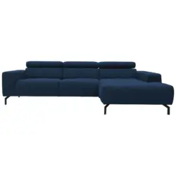 Ecksofa in Webstoff Dunkelblau