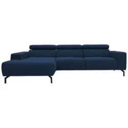 Ecksofa in Webstoff Dunkelblau
