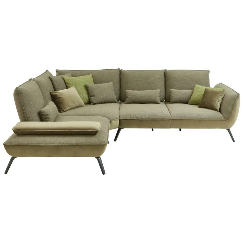Ecksofa in Flachgewebe Olivgrün