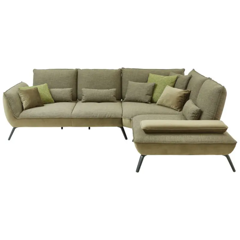Ecksofa in Flachgewebe Olivgrün