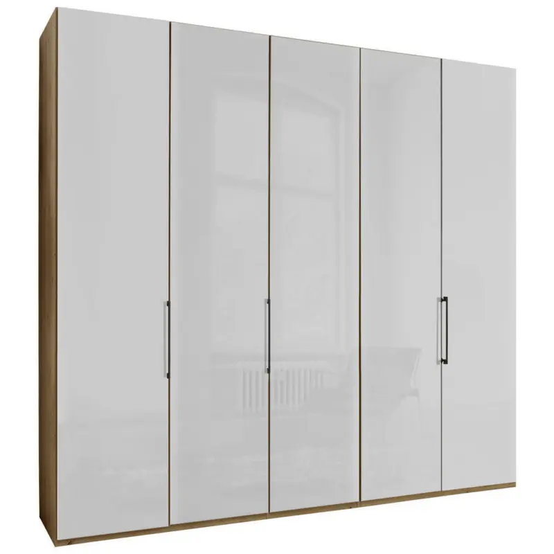 Drehtürenschrank in Weiß, Eiche Bianco