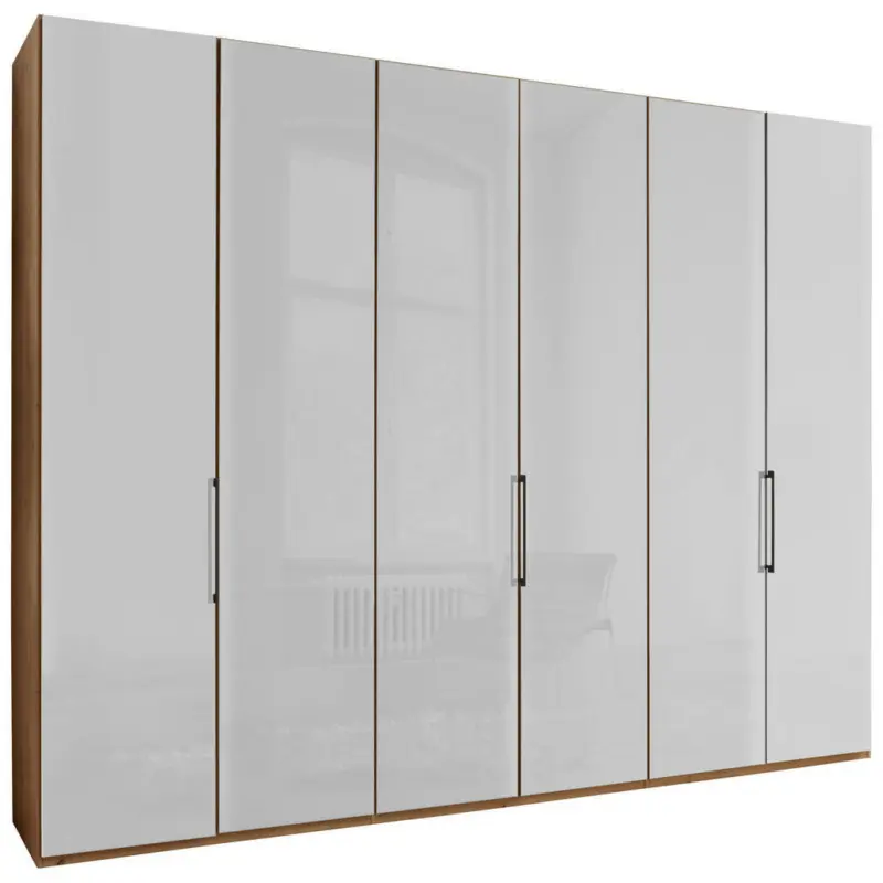Drehtürenschrank in Weiß, Eiche Bianco
