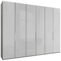 Falttürenschrank in Grau, Weiß