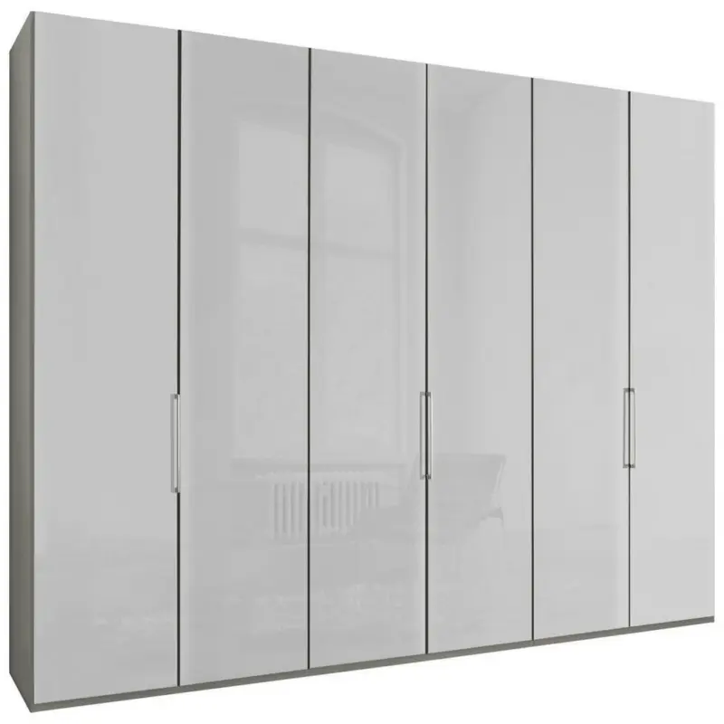 Falttürenschrank in Grau, Weiß