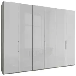 Falttürenschrank in Grau, Weiß