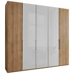 Drehtürenschrank in Weiß, Eiche Bianco
