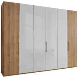 Drehtürenschrank in Weiß, Eiche Bianco