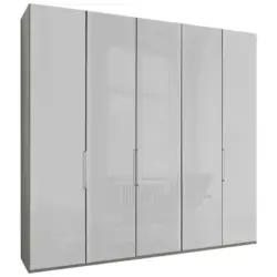 Drehtürenschrank in Grau, Weiß