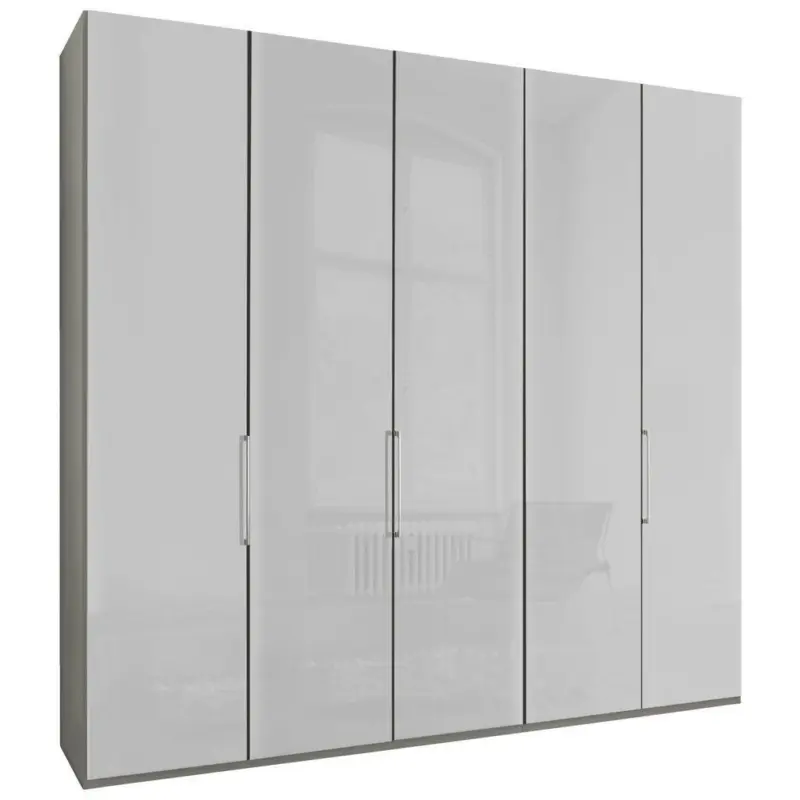 Drehtürenschrank in Grau, Weiß