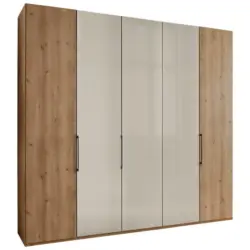 Drehtürenschrank in Champagner, Eiche Bianco
