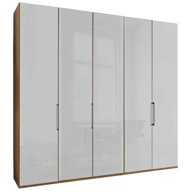 Drehtürenschrank in Weiß, Eiche Bianco