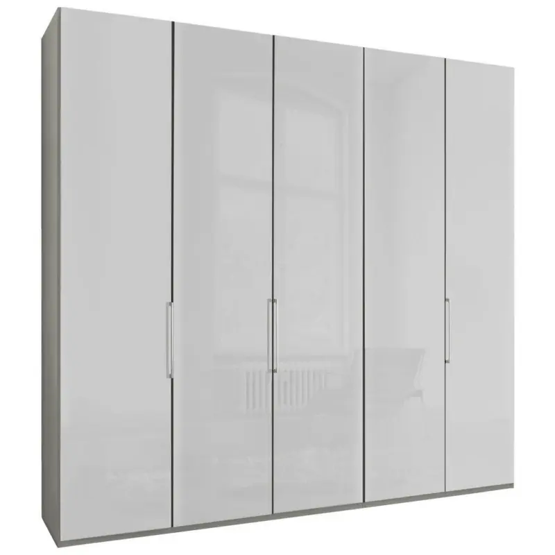 Drehtürenschrank in Grau, Weiß