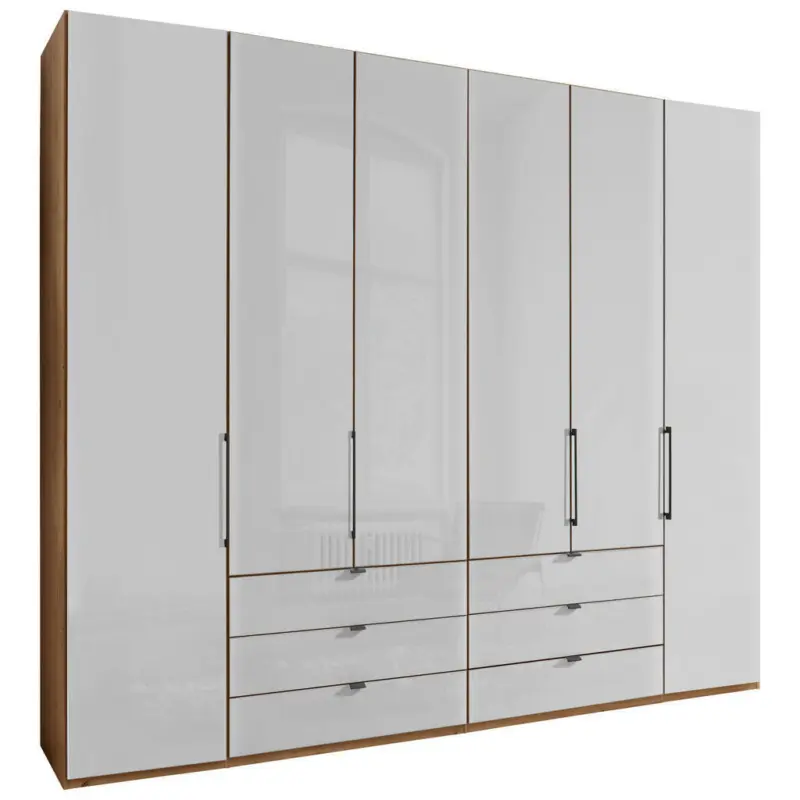 Drehtürenschrank in Weiß, Eiche Bianco