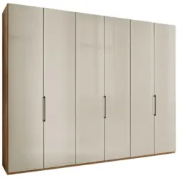 Drehtürenschrank in Champagner, Eiche Bianco