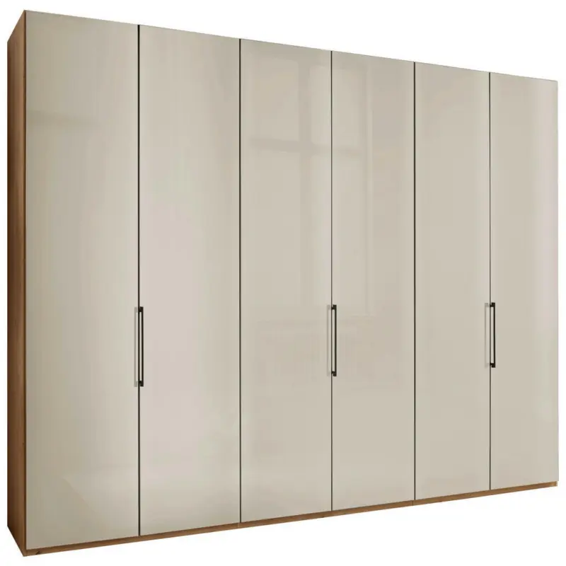 Drehtürenschrank in Champagner, Eiche Bianco