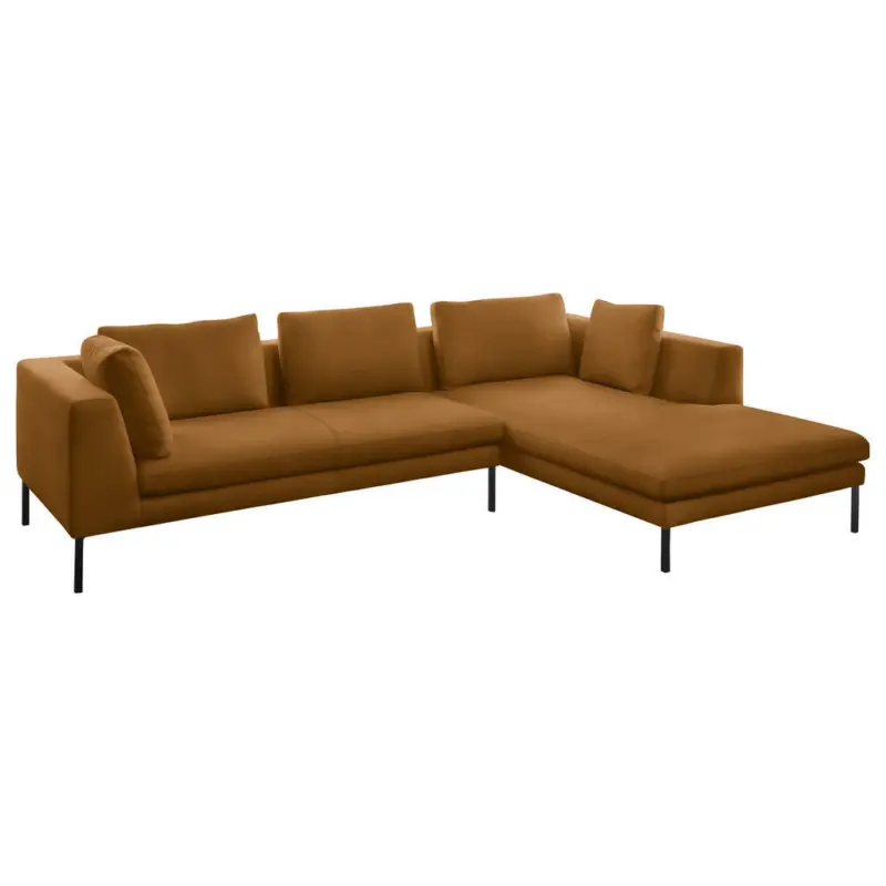 Ecksofa in Mikrofaser Gelb, Orange