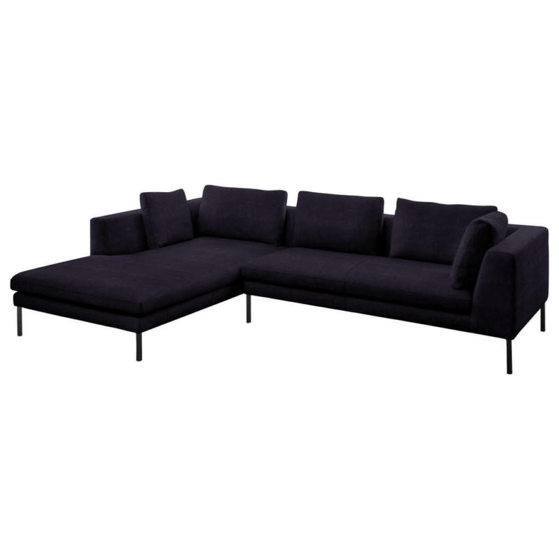 Ecksofa in Mikrofaser Schwarz