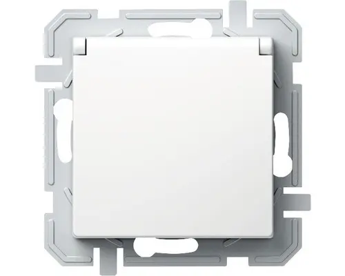 Steckdose TEM Logiq mit Klappdeckel und Berührungsschutz unterputz weiß glänzend