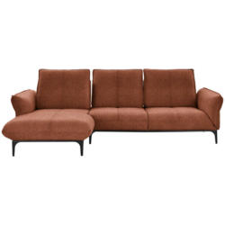 Ecksofa in Webstoff Orange, Rostfarben