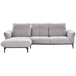 Ecksofa in Webstoff Grau, Flieder