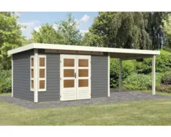 Gartenhaus Karibu Kastorfa 7 inkl. Anbaudach 3,2 m 655x240 cm terragrau