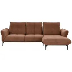 Ecksofa in Webstoff Orange, Rostfarben