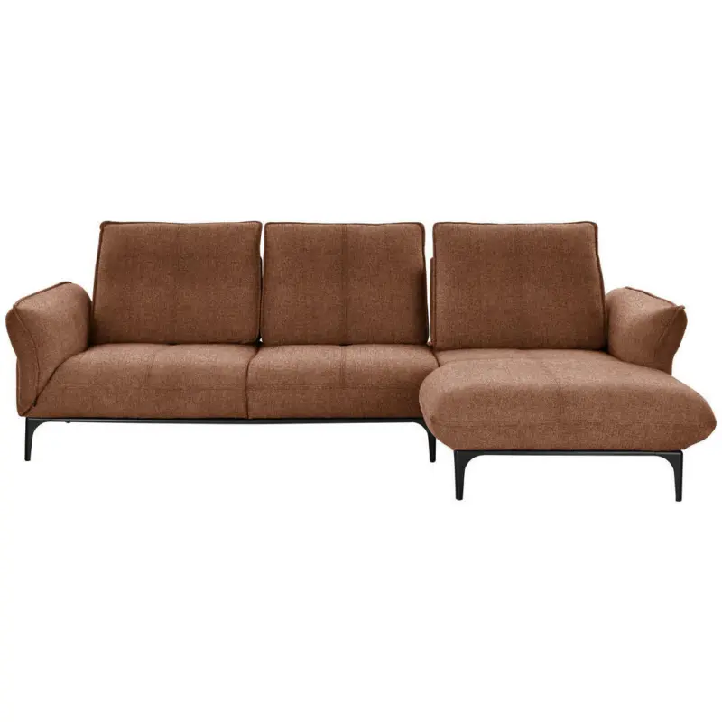 Ecksofa in Webstoff Orange, Rostfarben