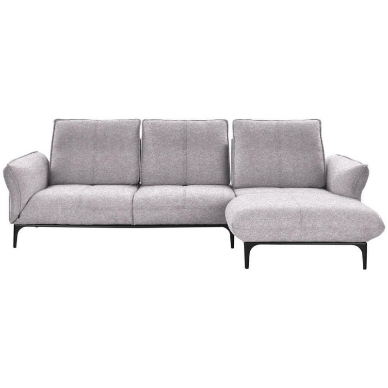 Ecksofa in Webstoff Grau, Flieder