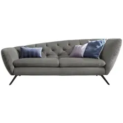 Chesterfield-Sofa in Mikrofaser Grau