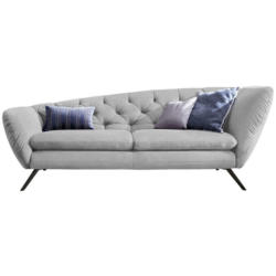 Chesterfield-Sofa in Mikrofaser Hellgrau